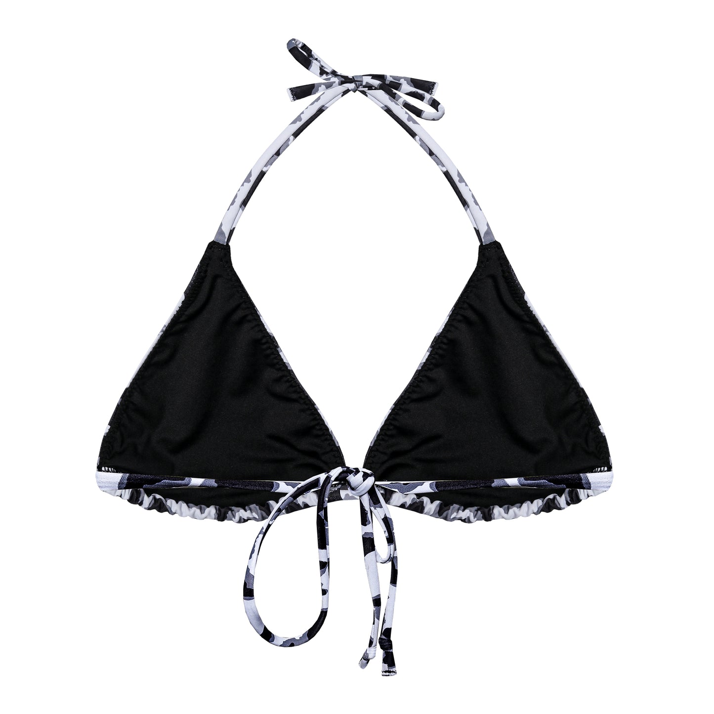 Snow Leopard Print Triangle String Bikini Top