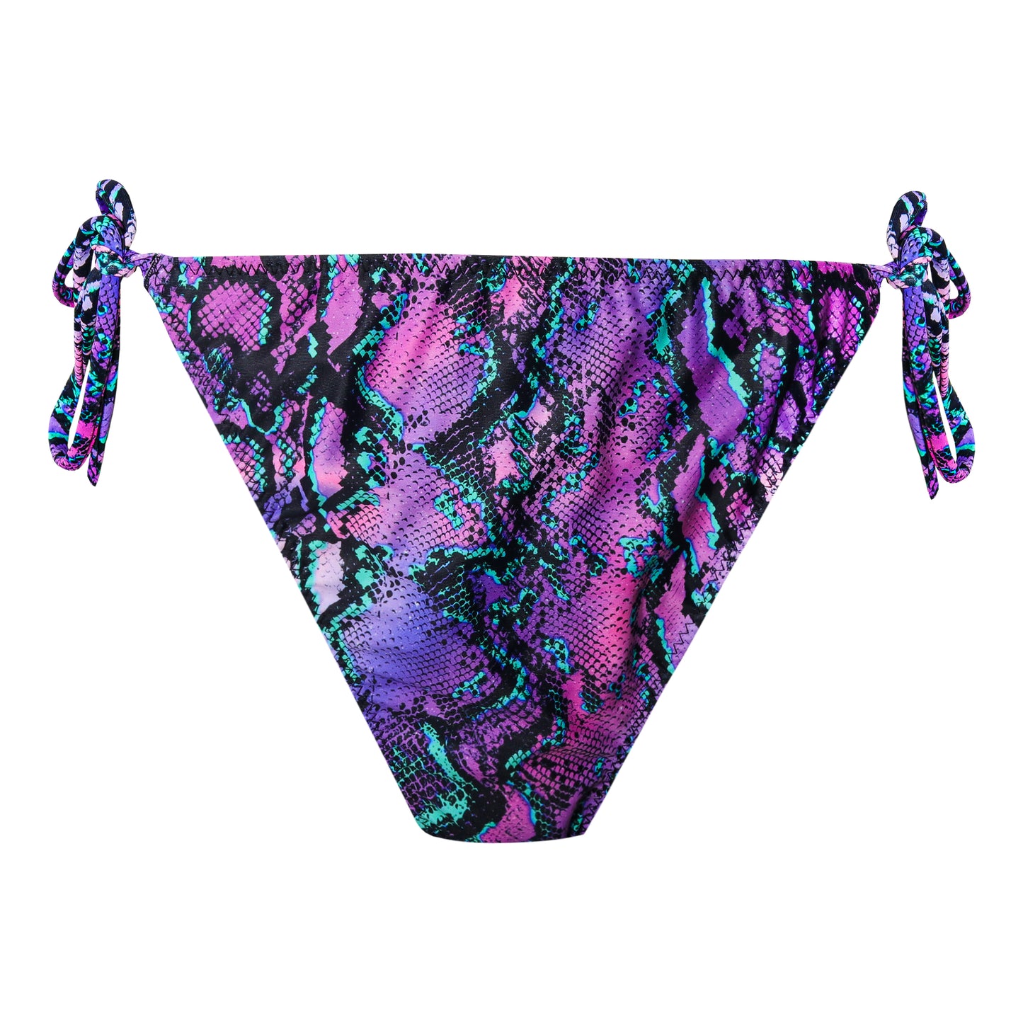 Purple Python Print Tie Side String Bikini Bottom