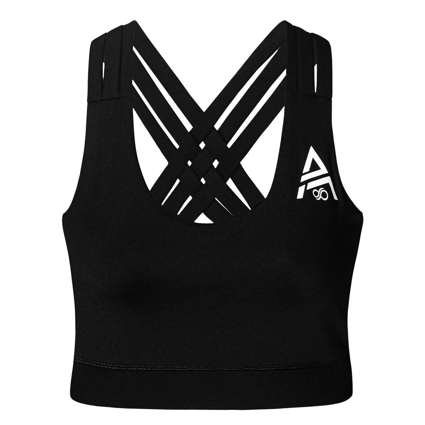 Women's Plain Black Back Criss-Cross Sports Bra