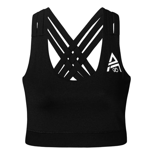 Women's Plain Black Back Criss-Cross Sports Bra